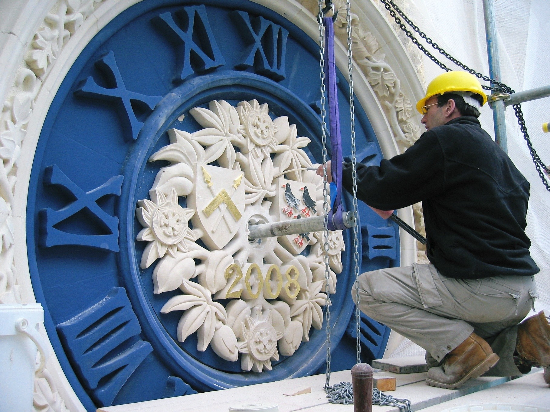 Restoration work takes place to the tower