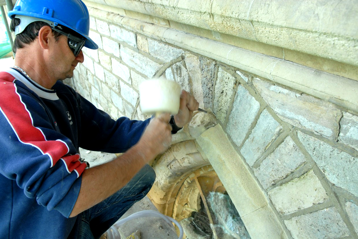 Work on the exterior of the Minster
